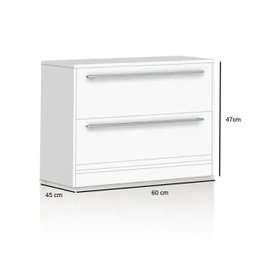 Kit 02 Mesa de Cabeceira Arezzo 02 Gavetas 100% MDF Branco Gabrielli - 2