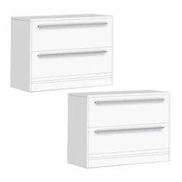 Kit 02 Mesa de Cabeceira Arezzo 02 Gavetas 100% MDF Branco Gabrielli - 1