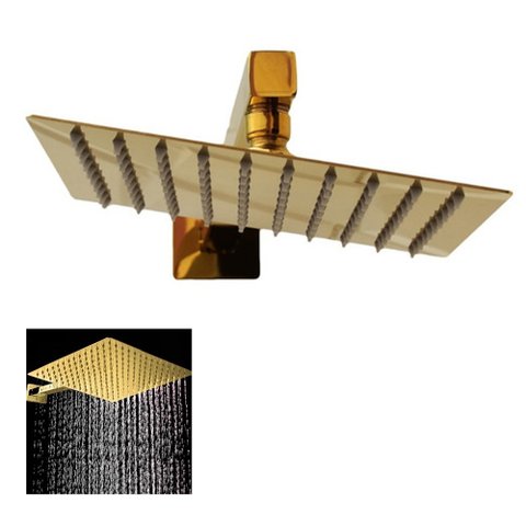 Ducha Chuveiro Dourado 20x20 Slim Parede Suporte Quadrado Banho Area Externa Banheiro Piscina