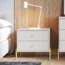 Ver imagem 2 de Conjunto 2 Mesas de Cabeceira com 2 Gavetas Jasper 64 cm - Branco c/ Dourado