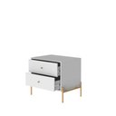 Ver imagem 5 de Conjunto 2 Mesas de Cabeceira com 2 Gavetas Jasper 64 cm - Branco c/ Dourado