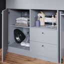 Ver imagem 5 de Cama Multifuncional Solteiro 100% Mdf 2 Gavetas 1 Porta 4 Nichos Escrivaninha Aila Cimol Grafite