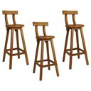 Ver imagem 1 de Banquetas / Banco Alto de Madeira Rústica de Lei Kit com 3 com Encosto