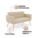 Ver imagem 5 de Kit 1 Sofá Namoradeira e 1 Poltrona Elisa Suede Bege Pés Palito Natural - D’Rossi