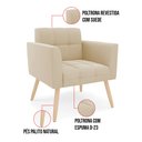 Ver imagem 6 de Kit 1 Sofá Namoradeira e 1 Poltrona Elisa Suede Bege Pés Palito Natural - D’Rossi
