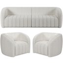 Ver imagem 1 de Kit Sofá 4 Lugares para Sala 252cm com 02 Poltronas Lazio M03 Bouclê Branco - Lyam Decor