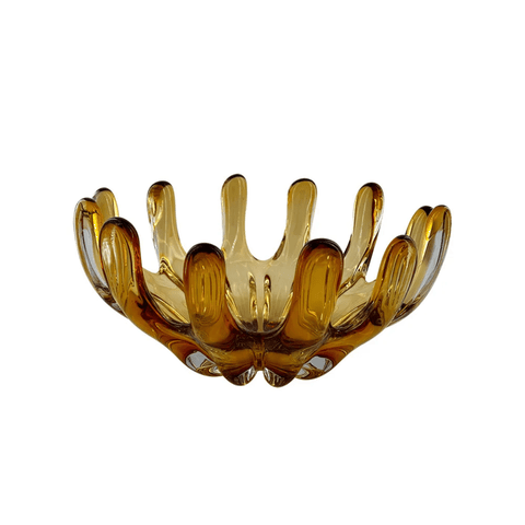 Centro de Mesa Decorativo de Vidro Ambar 34cm Od0183 Btc