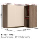 Ver imagem 3 de Armario Aereo de Canto 2 Portas 2 Nichos MDF 89x68 cm Kali 193641 Carvalho Toq Off White Nicioli