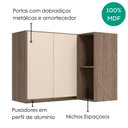 Ver imagem 4 de Armario Aereo de Canto 2 Portas 2 Nichos MDF 89x68 cm Kali 193641 Carvalho Toq Off White Nicioli