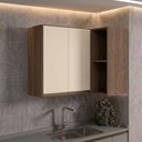 Ver imagem 6 de Armario Aereo de Canto 2 Portas 2 Nichos MDF 89x68 cm Kali 193641 Carvalho Toq Off White Nicioli