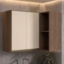 Ver imagem 2 de Armario Aereo de Canto 2 Portas 2 Nichos MDF 89x68 cm Kali 193641 Carvalho Toq Off White Nicioli
