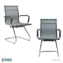 Ver imagem 6 de Kit 2 Cadeiras Office Giratória Sydney Fixa em Tela Especial Preta ou Cinza Braços Fixos - Fratini