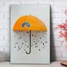 Placa Decorativa Guarda Chuva Laranja e Gotinhas-30X45Cm - 1