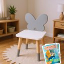 Ver imagem 1 de Cadeira Infantil de Madeira Borboletinha Kit Livro Educativo - Cinza