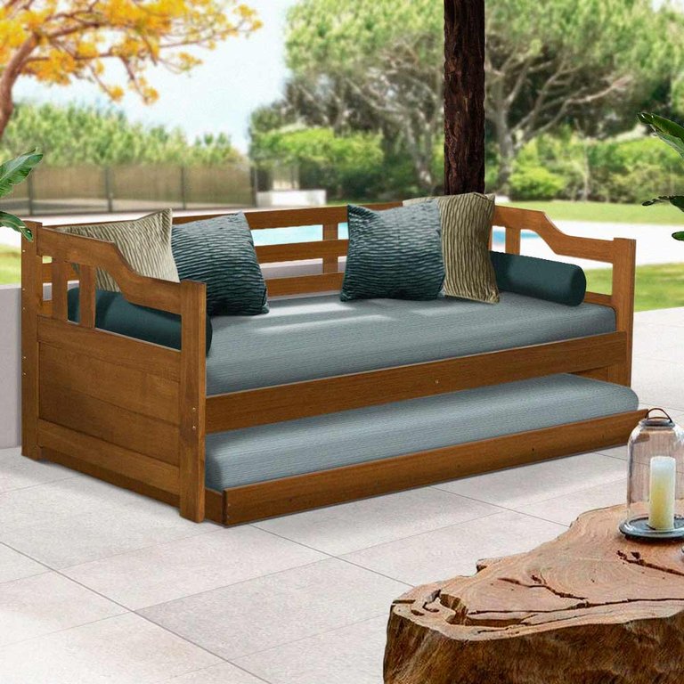 Sofá Cama em Madeira Macica Castanho Atraente Moveis