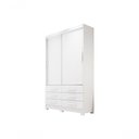 Ver imagem 1 de Guarda Roupa Solteiro Rei de Casa Neve 2 Portas Correr 6 Gavetas MDP Neve 120cm