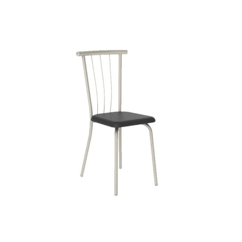 Cadeira Sala de Jantar 154 Aço Kit 2 Uni Prata - Assento Courano Preto - Carraro