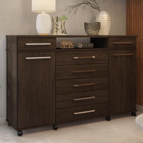 Cômoda London 7 Gavetas 2 Portas Café Touch - Demóbile