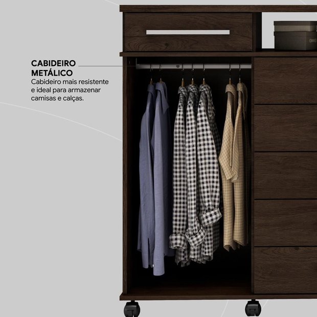 Cômoda London 7 Gavetas 2 Portas Café Touch - Demóbile