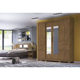 Guarda-roupa Casal Aracaju 6 Portas com Espelho Castanho Wood Moval - 4 Guarda-roupa Casal Aracaju 6 Portas com Espelho Castanho Wood Moval - 4