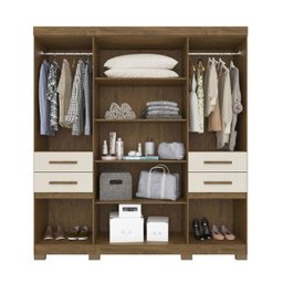 Guarda-roupa Casal Aracaju 6 Portas com Espelho Castanho Wood Moval - 2 Guarda-roupa Casal Aracaju 6 Portas com Espelho Castanho Wood Moval - 2