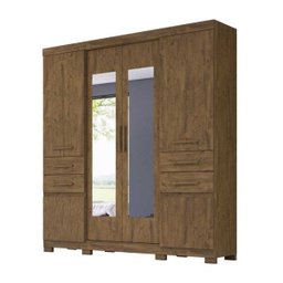 Guarda-roupa Casal Aracaju 6 Portas com Espelho Castanho Wood Moval - 1 Guarda-roupa Casal Aracaju 6 Portas com Espelho Castanho Wood Moval - 1