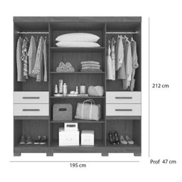 Guarda-roupa Casal Aracaju 6 Portas com Espelho Castanho Wood Moval - 3 Guarda-roupa Casal Aracaju 6 Portas com Espelho Castanho Wood Moval - 3