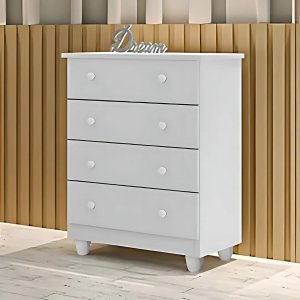 Cômoda Premium Lara Minimalista em Mdf Moderna com 4 Gavetas:branco