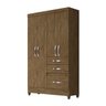 Guarda-roupa Solteiro New Tamis 4 Portas Castanho Wood Moval - 1