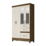 Guarda-roupa Solteiro New Tamis 4 Portas com Espelho Castanho Wood Baunilha Moval - 1