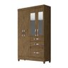 Guarda-roupa Solteiro New Tamis 4 Portas com Espelho Castanho Wood Moval - 1