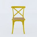 Ver imagem 2 de Cadeira de Jantar Cross Katrina em Aço Assento Corano para Mesa Sala Cozinha Moderna - Amarelo/bege