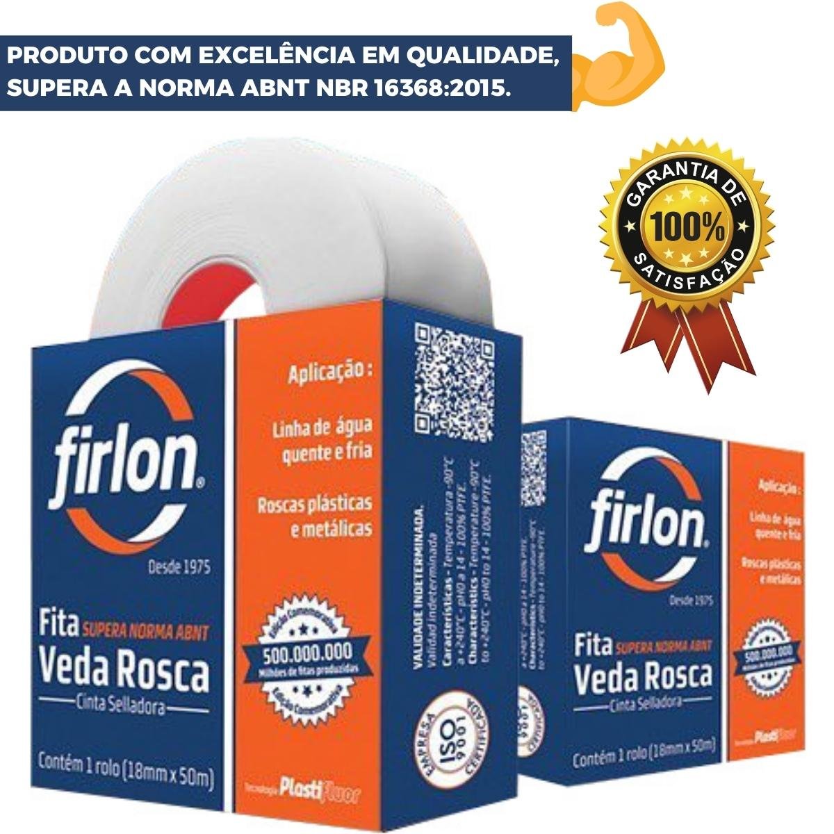 Fita Veda Rosca Teflon 18mm x 10m | Firlon | Kit 05 Un - 5