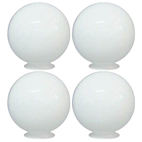 Kit 4 Globos para Poste de Jardim Leitoso 15x30cm Iluminação Externa Pvc Global Dital
