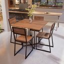 Ver imagem 1 de Conjunto Mesa de Jantar Quadrada 4 Cadeiras Imbuia Riviera Industrial Preto Don Castro Decor Riviera