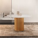 Ver imagem 2 de Mesa para Sala de Jantar Tampo com Vidro Dara Marrom/Castanho Cinamomo/Off White
