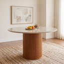 Ver imagem 1 de Mesa para Sala de Jantar Tampo com Vidro Dara Marrom/Castanho Cinamomo/Off White