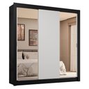 Ver imagem 3 de Guarda-roupa Casal 3 Portas de Correr com Espelhos 4 Gavetas Preto/branco Sublime Plus Madesa