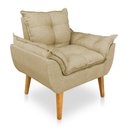 Ver imagem 3 de Kit 2 Poltronas Decorativa e Puff Opala Luxo Linho Dourado Dal Poz Estofados