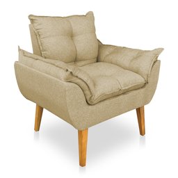 Kit 2 Poltronas Decorativa e Puff Opala Luxo Linho Dourado Dal Poz Estofados - 3
