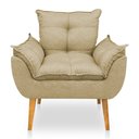 Ver imagem 4 de Kit 2 Poltronas Decorativa e Puff Opala Luxo Linho Dourado Dal Poz Estofados