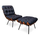 Ver imagem 1 de Poltrona Decorativa com Puff Laura Couro Azul - Sallar Home