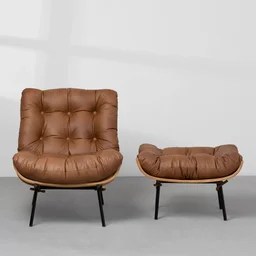 Poltrona com Puff Costela - Caramelo - 3