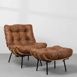 Poltrona com Puff Costela - Caramelo - 1