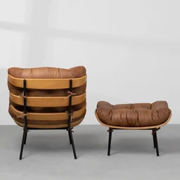 Poltrona com Puff Costela - Caramelo - 6