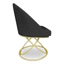 Ver imagem 2 de Poltrona Cadeira de Jantar Luxo Estofada Base Metal Dourado Sala Cozinha Recepção Suede Preto Eli Mó