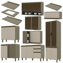 Ver imagem 3 de Cozinha Completa de Canto 9 Peças Connect Duna/cristal com Cristaleira e Aéreo Vidro - Móveis
