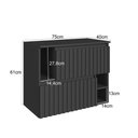 Ver imagem 2 de Gabinete de Banheiro Suspenso 75cm Luiza com 02 Portas Basculante Grafite sem Cuba