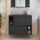 Ver imagem 1 de Gabinete de Banheiro Suspenso 75cm Luiza com 02 Portas Basculante Grafite sem Cuba