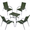 Conjunto 4 Cadeiras e Mesa de Centro Alumínio para Área Externa Fortaleza Artesanal Verde - 1